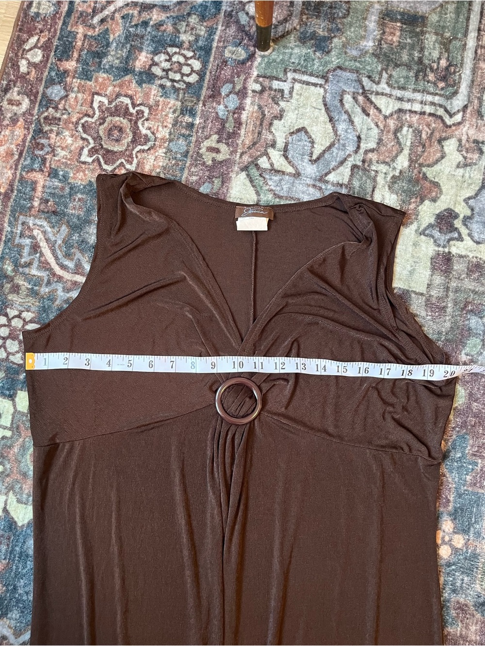 Women’s Y2K Brown Sleeveless V-Neck Ring-Detail Dress - Size Large - Picture 9 of 9